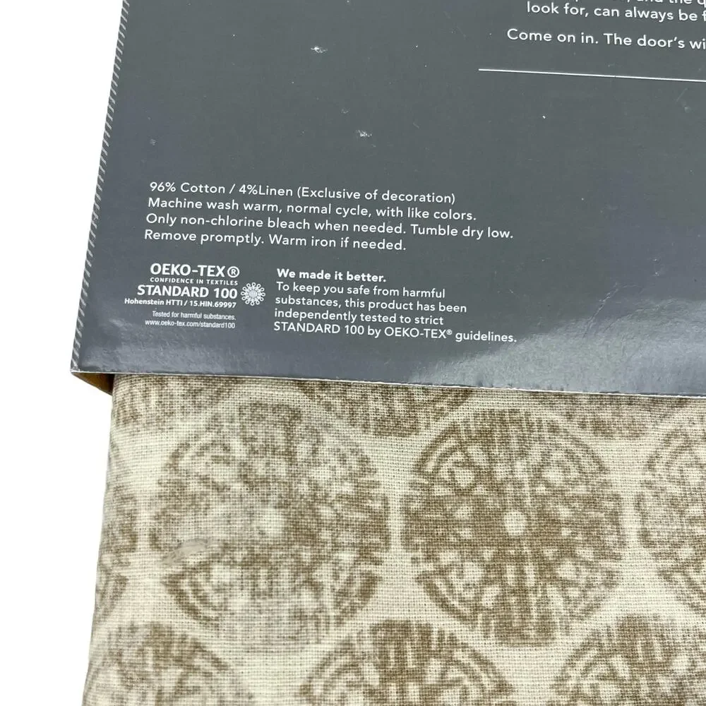 Threshold Table Throw Tablecloth Scarf Beige Medallion Ikat Table 50